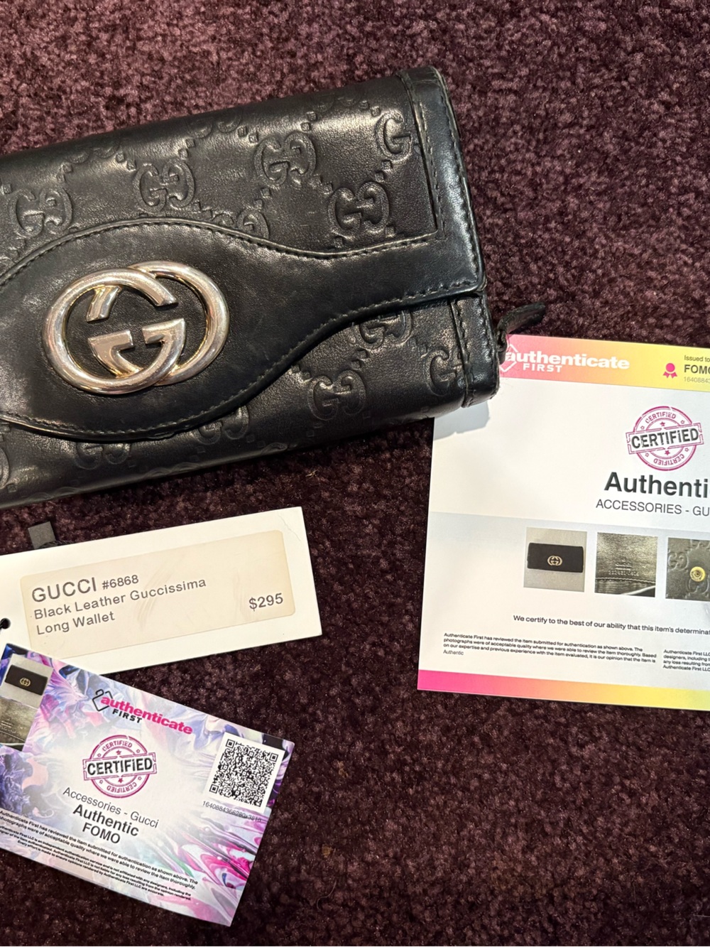 Gucci Black Embossed Guccissima Leather Wallet with GG Logo
